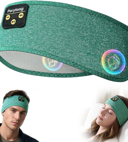 Sleep Headphones Wireless, Bluetooth Sports Headband Headphones with Ultra-Thin HD Stereo Speakers Perfect for Sleeping,Workout,Jogging,Yoga,Insomnia, Air Travel, Meditation (Green)