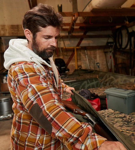 Men'S Camp Night Berber Lined Hooded Flannel Shirt Jacket