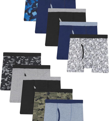 Boys Printed Boxer Briefs with Comfortsoft Waistband 10-Pack