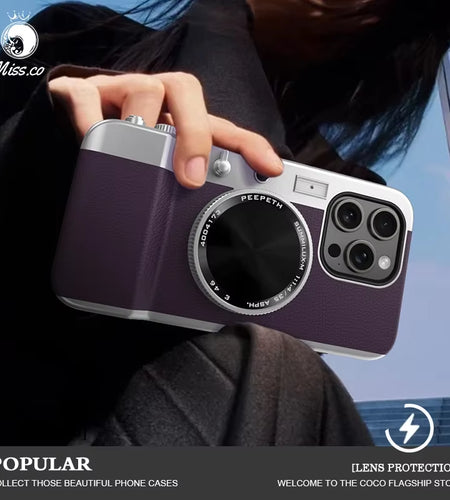 Retro Bluetooth Camera Phone Case for Iphone 15 14 13 12 Pro Max Magnetic Cosmetic Mirror for Iphone 15Promax Hard Phone Cover