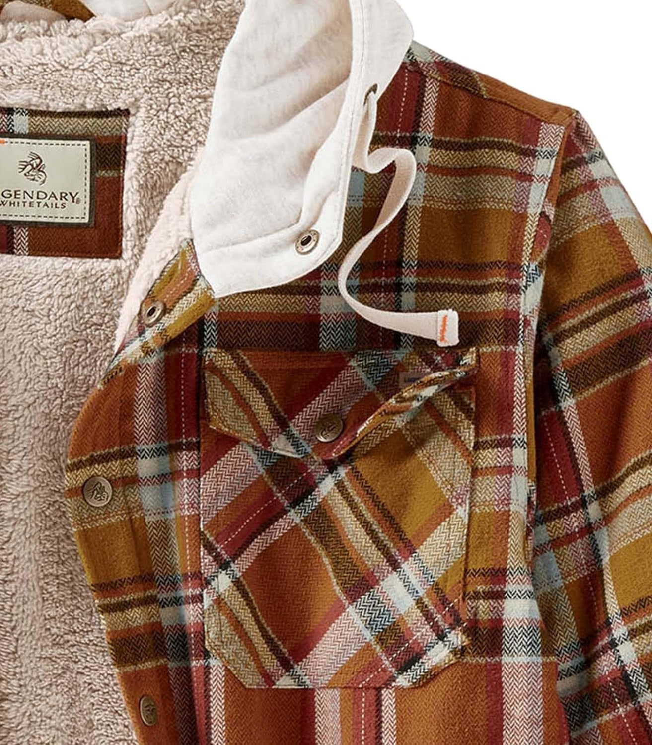 Men'S Camp Night Berber Lined Hooded Flannel Shirt Jacket